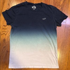 Hollister Blue and White Gradient Short Sleeve Tee